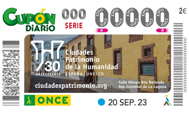 La Laguna protagoniza el cupón de la ONCE con motivo del 30 aniversario del Grupo de Ciudades Patrimonio