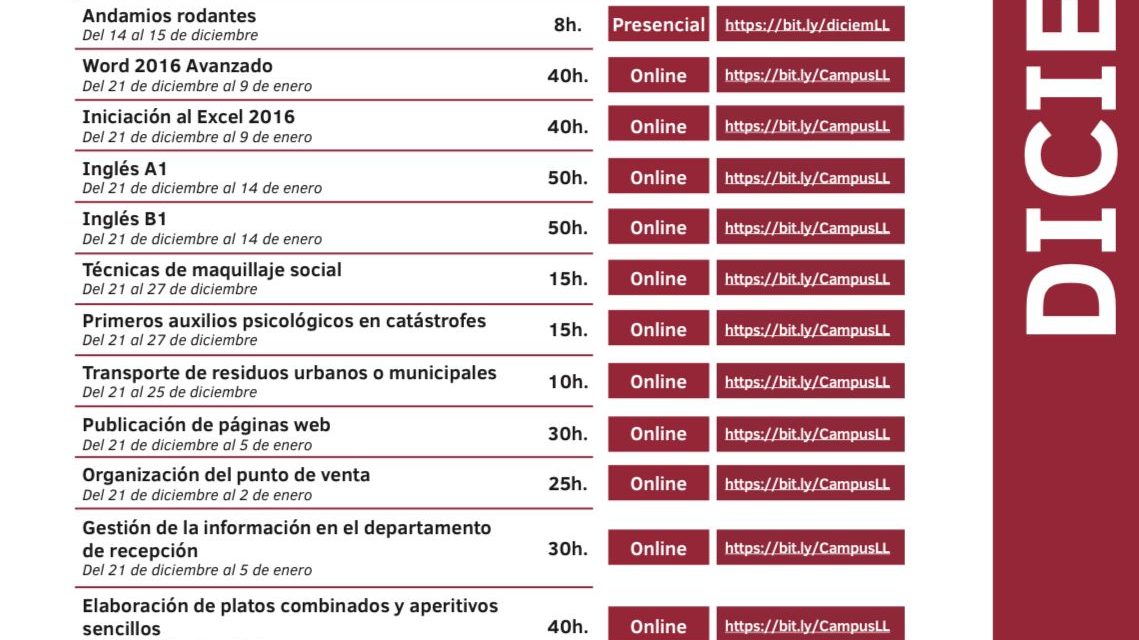 Desarrollo Económico de La Laguna ofrece este mes 19 cursos gratuitos para mejorar las opciones de acceso empleo